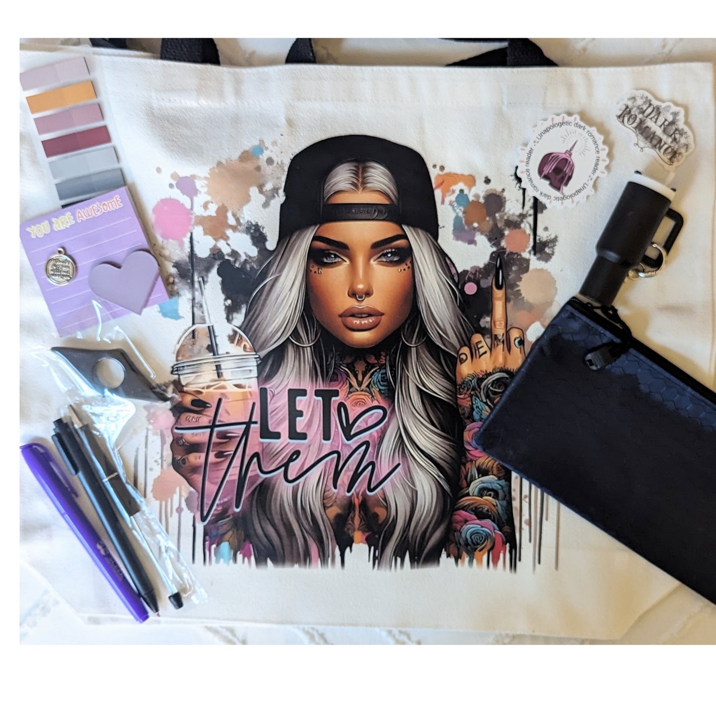 Let Them Tote Bag with 10 Mystery Bookish Bundle